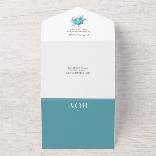 Sea Turtle Baby Dusche in einer einzigen Einladung (Außenbereich)