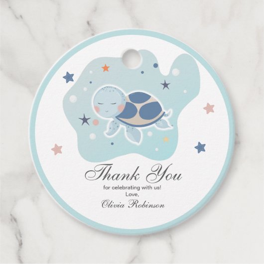 Sea Turtle Baby Dusche | Niedlicher Ozean Geschenkanhänger (Vorderseite)