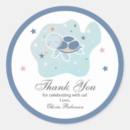 Sea Turtle Baby Dusche | Niedlicher Ozean Runder Aufkleber