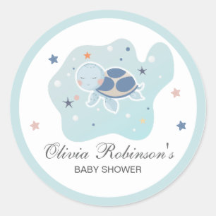 Sea Turtle Baby Dusche Niedlicher Ozean Runder Aufkleber