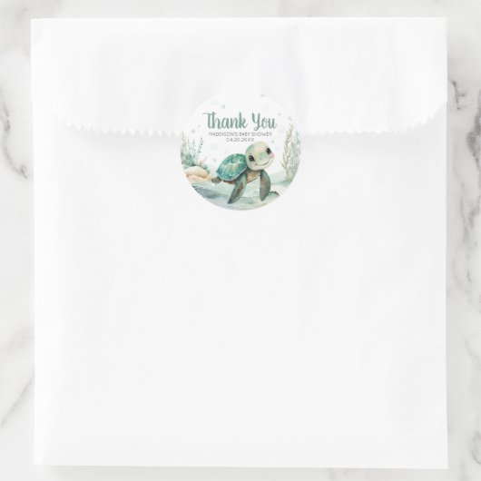 Sea Turtle Baby Dusche Runder Aufkleber (Tasche)