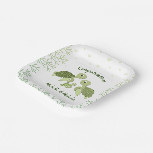 Sea Turtle Baby Dusche Weißbuch Teller 7" (Gewinkelt)