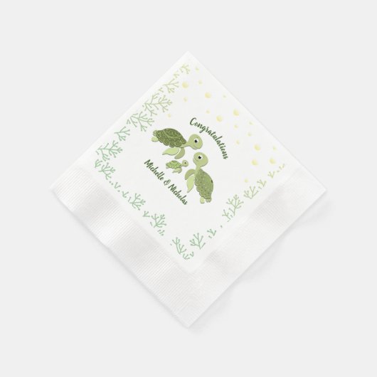 Sea Turtle Baby Dusche White Napkins Serviette (Ecke)