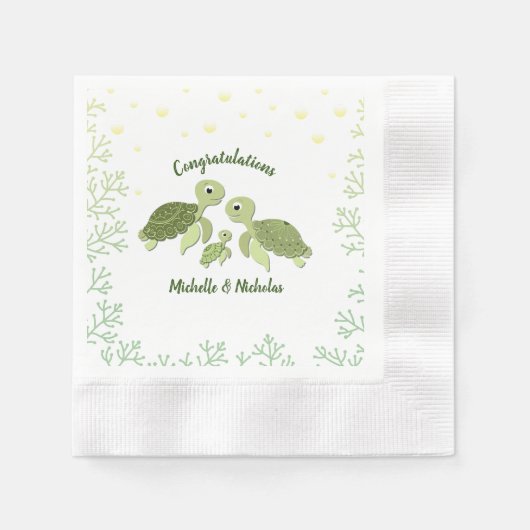 Sea Turtle Baby Dusche White Napkins Serviette (Vorderseite)