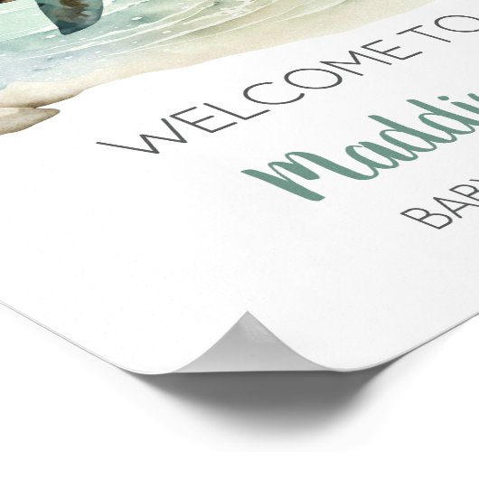 Sea Turtle Baby Dusche Willkommen Poster (Ecke)