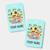 Sea Turtle Baby Happy and Süße Figur Ausweis (Vorder- & Rückseite)