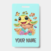 Sea Turtle Baby Happy and Süße Figur Ausweis (Rückseite)