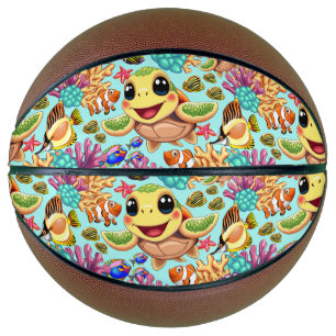 Sea Turtle Baby Happy and Süße Figur Basketball