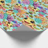 Sea Turtle Baby Happy and Süße Figur Bumper St. Geschenkpapier (Ecke)