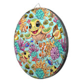 Sea Turtle Baby Happy and Süße Figur Dartscheibe (Vorderseite rechts)