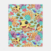 Sea Turtle Baby Happy and Süße Figur Fleecedecke (Vorderseite)