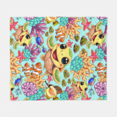 Sea Turtle Baby Happy and Süße Figur Fleecedecke (Vorderseite (Horizontal))