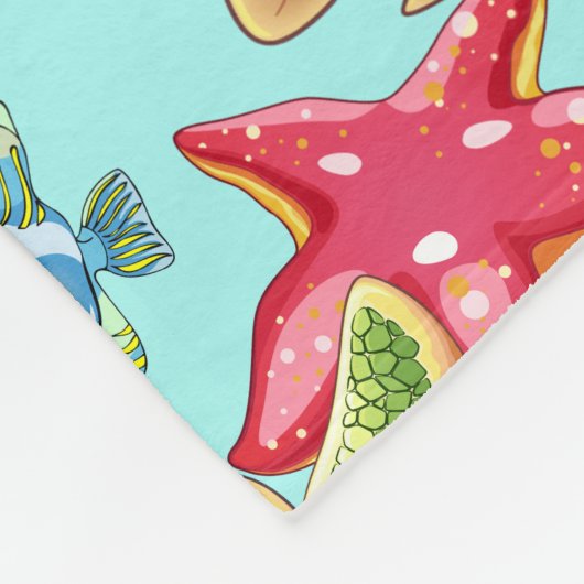 Sea Turtle Baby Happy and Süße Figur Fleecedecke (Ecke)