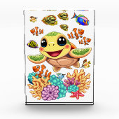 Sea Turtle Baby Happy and Süße Figur Fotoblock (Vorderseite)