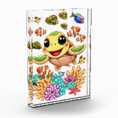 Sea Turtle Baby Happy and Süße Figur Fotoblock (Links)