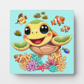 Sea Turtle Baby Happy and Süße Figur Fotoplatte (Vorderseite)