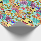 Sea Turtle Baby Happy and Süße Figur Geschenkpapier (Ecke)