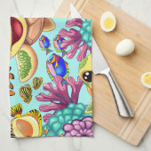 Sea Turtle Baby Happy and Süße Figur Geschirrtuch (Viertel Falte)