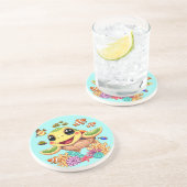 Sea Turtle Baby Happy and Süße Figur Getränkeuntersetzer (Seite)