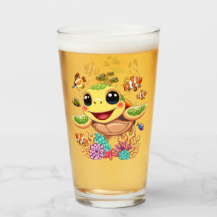 Sea Turtle Baby Happy and Süße Figur Glas