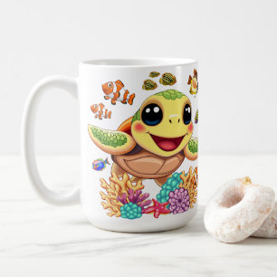 Sea Turtle Baby Happy and Süße Figur Kaffeetasse