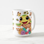 Sea Turtle Baby Happy and Süße Figur Kaffeetasse (VorderseiteRechts)
