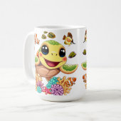 Sea Turtle Baby Happy and Süße Figur Kaffeetasse (Vorderseite Links)