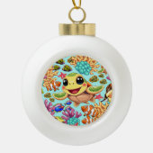 Sea Turtle Baby Happy and Süße Figur Keramik Kugel-Ornament (Vorderseite)