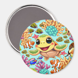 Sea Turtle Baby Happy and Süße Figur Magnet