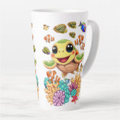 Sea Turtle Baby Happy and Süße Figur Milchtasse (Rechte Ecke)