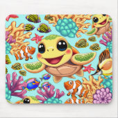 Sea Turtle Baby Happy and Süße Figur Mousepad (Vorne)