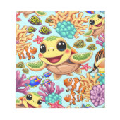 Sea Turtle Baby Happy and Süße Figur Notizblock (Vorderseite)