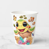 Sea Turtle Baby Happy and Süße Figur Pappbecher (Vorderseite)