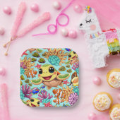 Sea Turtle Baby Happy and Süße Figur Pappteller (Party)