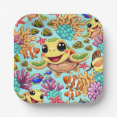 Sea Turtle Baby Happy and Süße Figur Pappteller (Vorderseite)