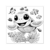 Sea Turtle Baby Happy and Süße Figur Permastempel (Design)