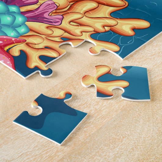 Sea Turtle Baby Happy and Süße Figur Puzzle (Seite)