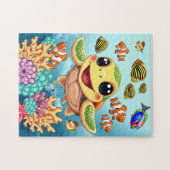 Sea Turtle Baby Happy and Süße Figur Puzzle (Horizontal)