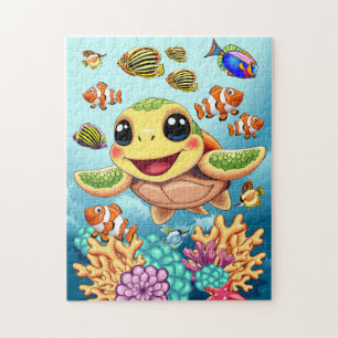Sea Turtle Baby Happy and Süße Figur Puzzle