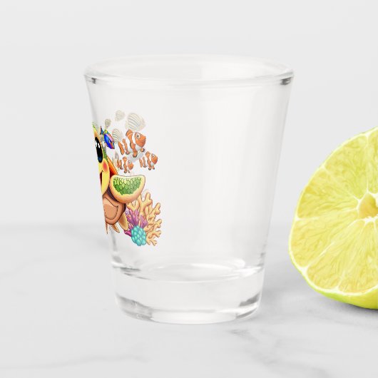 Sea Turtle Baby Happy and Süße Figur Schnapsglas (Rechts)