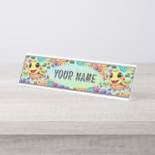 Sea Turtle Baby Happy and Süße Figur Schreibtischnamensplakette (Vorderseite )