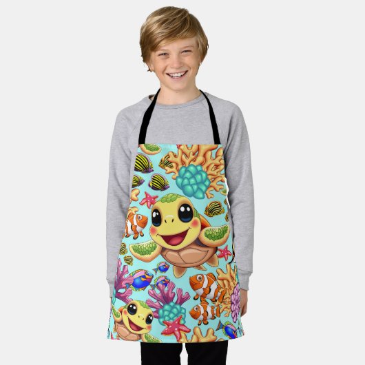 Sea Turtle Baby Happy and Süße Figur Schürze (Getragen)