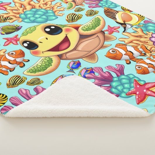 Sea Turtle Baby Happy and Süße Figur Sherpadecke (3/4)