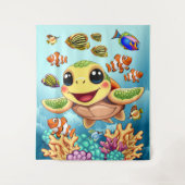 Sea Turtle Baby Happy and Süße Figur Wandteppich (Vorderseite)