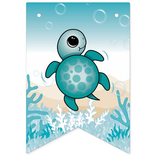 Sea Turtle Baby Shooting Flag Wimpelkette (Erste Fahne)