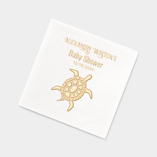 Sea Turtle Baby Shooting Name Datum Servietten Mit Folie (Links)
