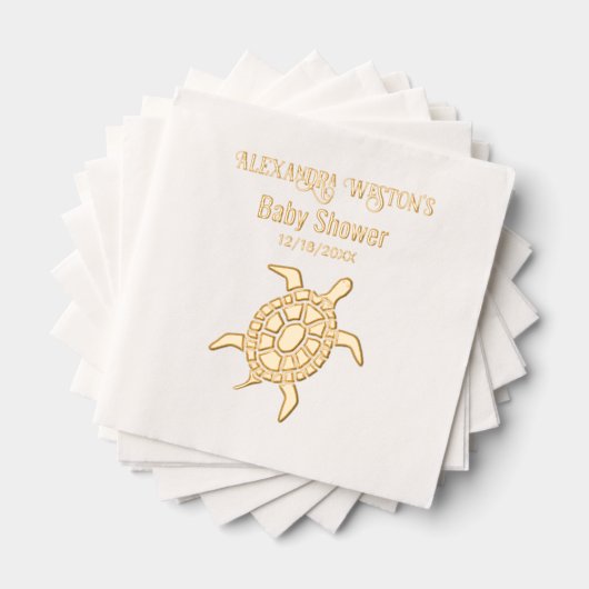 Sea Turtle Baby Shooting Name Datum Servietten Mit Folie (Insitu (Gestapelt))