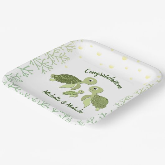 Sea Turtle Baby Shooting White Paper Tellers 9" Pappteller (Gewinkelt)