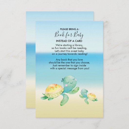 Sea Turtle Baby Showbook for Baby Card Begleitkarte (Vorne/Hinten)