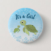 Sea Turtle Baby Shower Co-Ed Gender Neutral Button (Vorderseite)